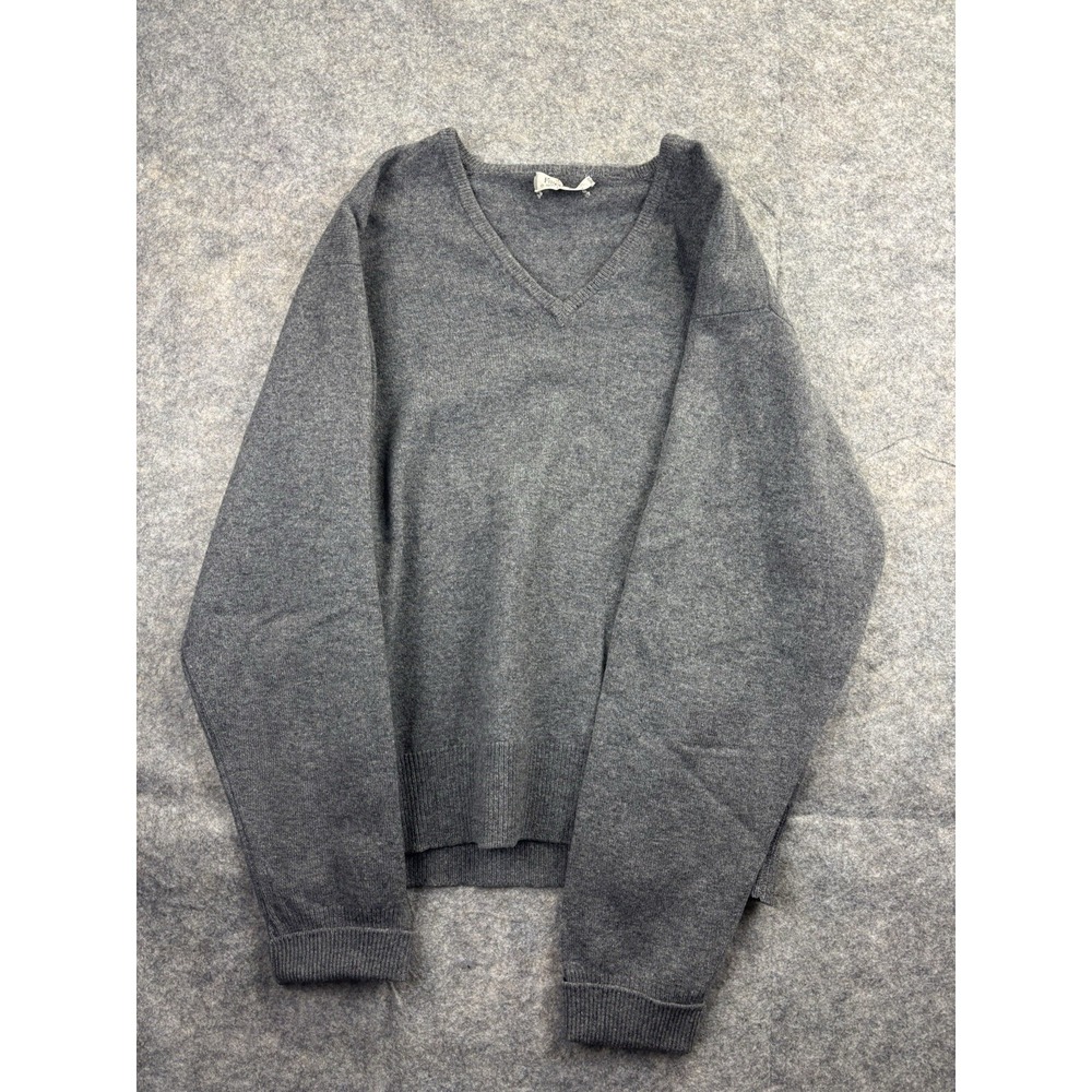VTG Forstmann 100% Lambswool Sweater Gray V Neck Pullover Sz L Old Money Capsule
